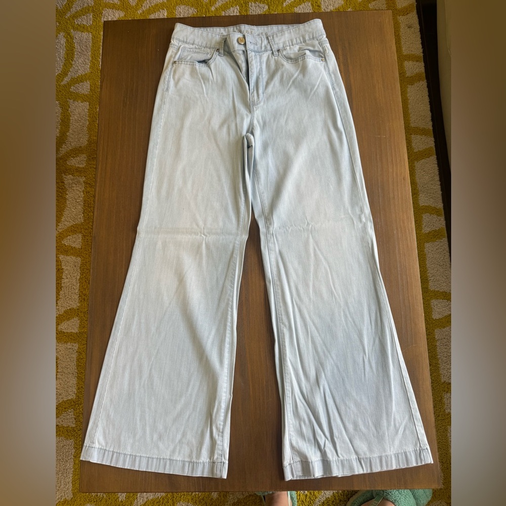 Whbm wide leg light wash jeans, high rise